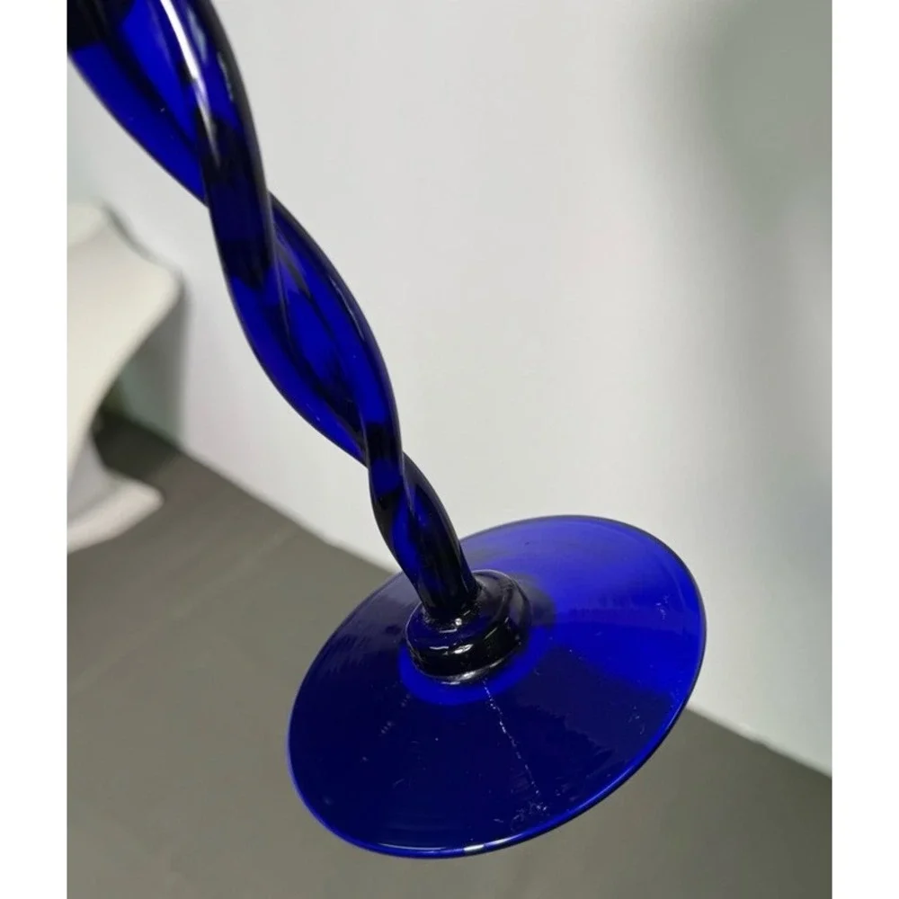 Elegant Blue Glass‎ Candle Holder, 15.75